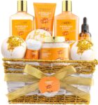 Gift Basket for Women - 10 Pc Almond Milk & Honey Beauty & Personal Care Set - Home Bath Pampering Package for Relaxing - Spa Self Care Kit